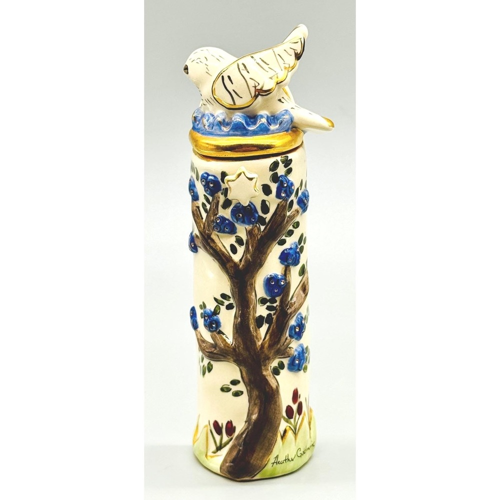 Blue Sky Clayworks Heather Goldmine Mezuzah Case Tree Bird Star of David